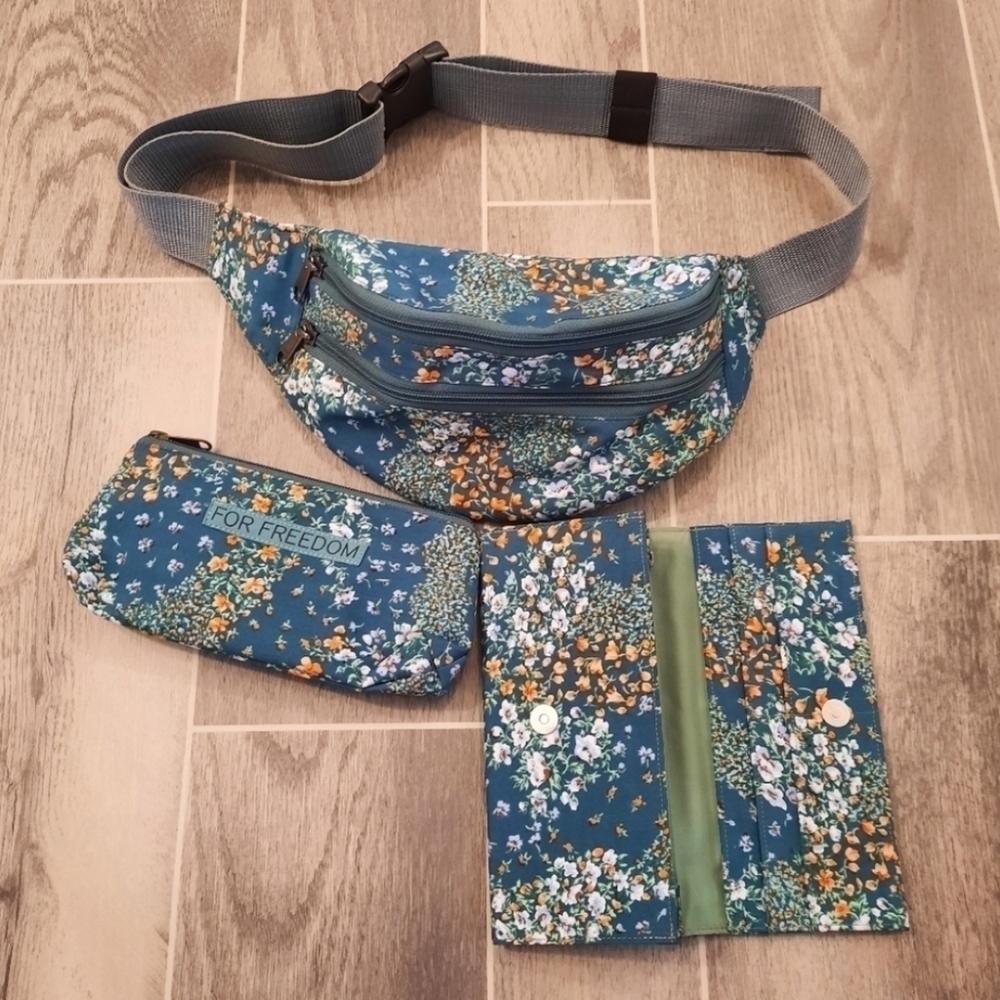 💙Empower Mini Floral Fanny Pack & Wallet Travel Set